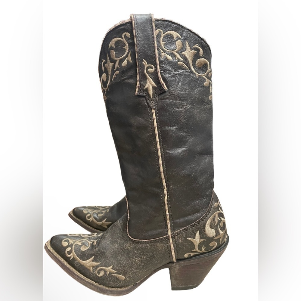 Durango Western Boots Women 12”Crush Scroll Chocolate Rd3203 Color:Brown Size:6 - Picture 4 of 11